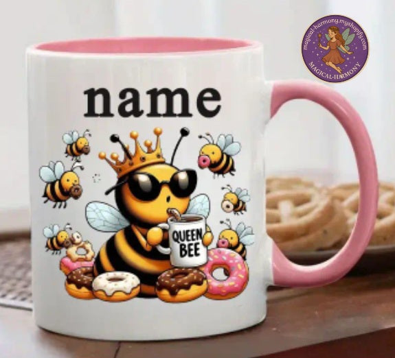 Custom Ceramic ‘Queen Bee, Donut’ Mug