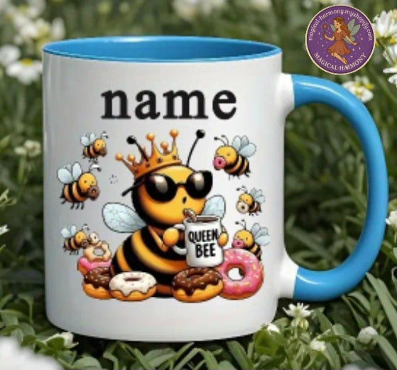 Custom Ceramic ‘Queen Bee, Donut’ Mug
