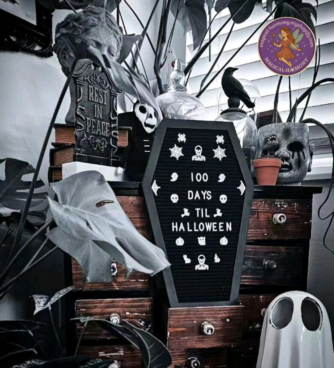 Halloween Coffin Letter Board With Characters Gothic Birthday Wedding Home Decor