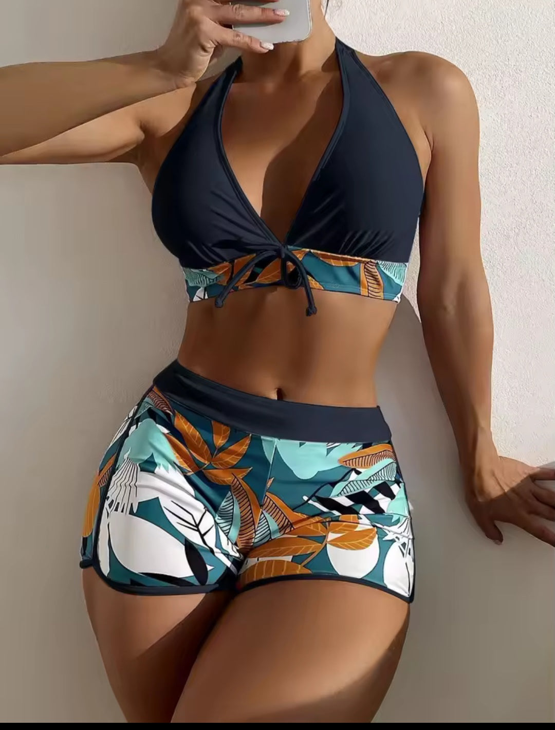 Halter Bikini Shorts Set