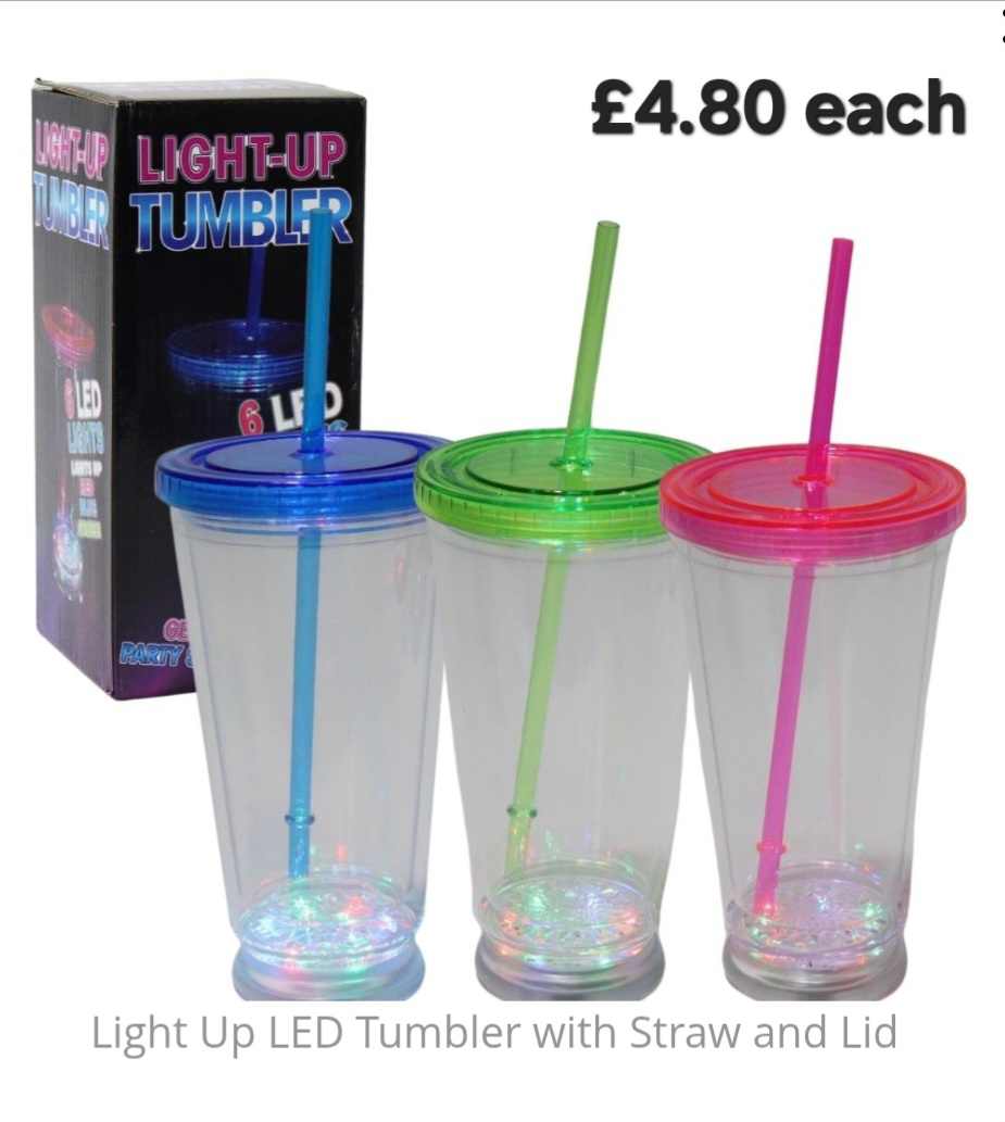 Light Up LED Tumbler with Straw and Lid