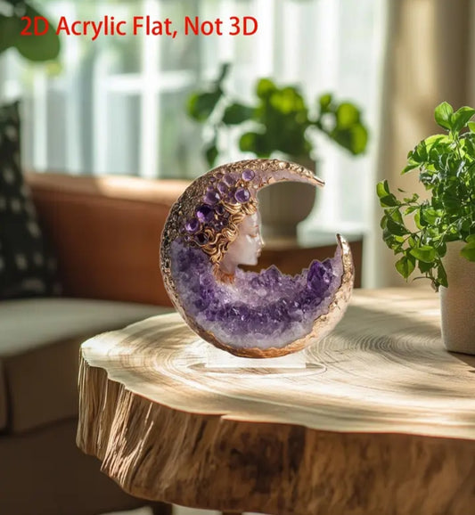 2D Crystal Moon Flat Decoration