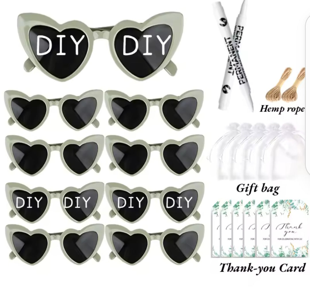 60 Pairs DIY Heart Shaped Sunglasses.
