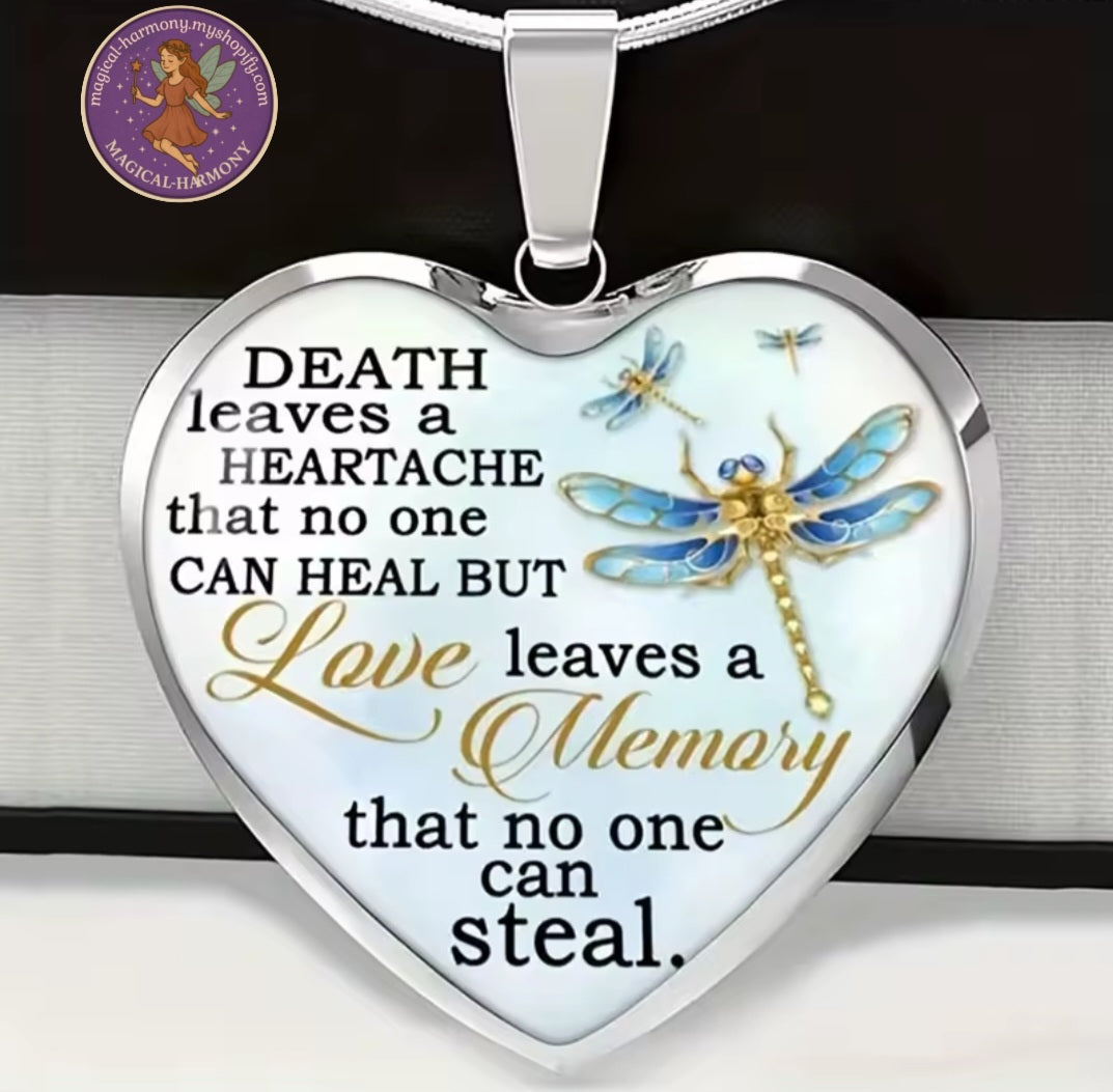 Infinity Heart & Dragonfly Memorial Necklaces