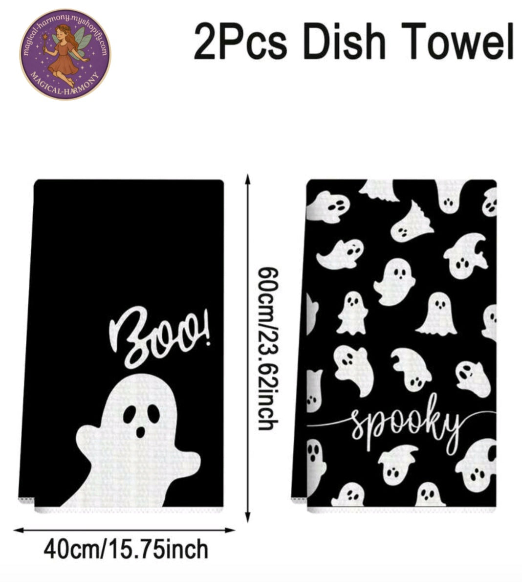 2PC Cute Ghost "BOO" Halloween Towels Set