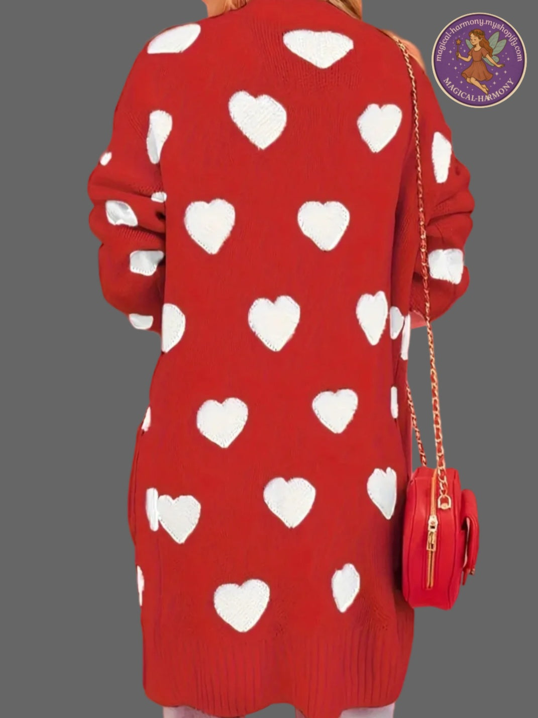 Plus Size Heart Jacquard Cardigan.